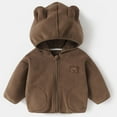 thumbnail image 1 of Hicidod Toddler Fleece Jacket Cute Bear Ears Hooded Zip Up Warm Coats Fashion Solid Color Infant Boys Girls Fuzzy Jacket, 1 of 3