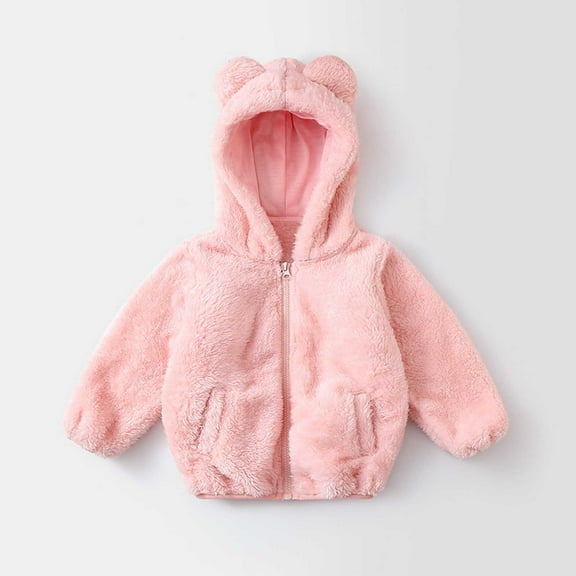 Hicidod Toddler Fleece Jacket Cute Bear Ears Hoodie Baby Girls Boys Coats Print Fuzzy Winter Warm Sweatshirt Coats Winter Warm