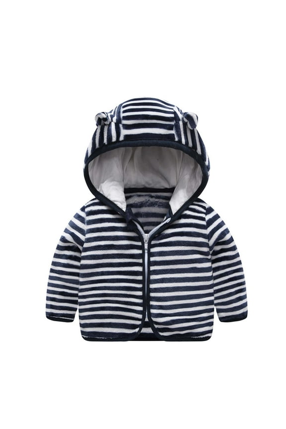 Toddler Winter Coats Unisex Kids Fleece Jacket With Hood Cute Ear Zipper Solid Thick Hooded Coat Warm Outwear