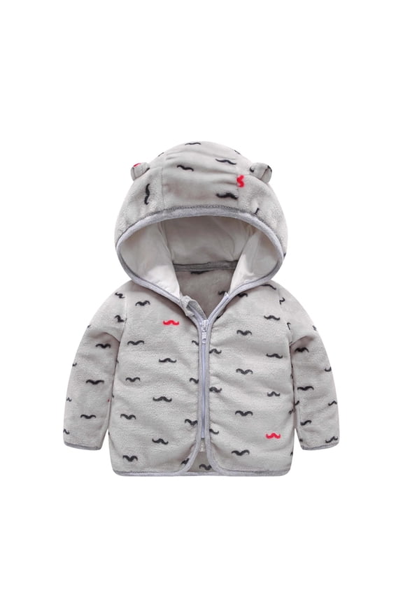 Toddler Fleece Jacket Cute Bear Hoodie Fleece Zipper Up Jacket Sweatshirt Warm Coat Tops Outwear With Ears