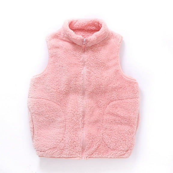 Hicidod Toddler Fleece Vest Sleeveless Fashion Solid Color Jacket Windproof Zipper Light Thicken Warm Winter Outerwear