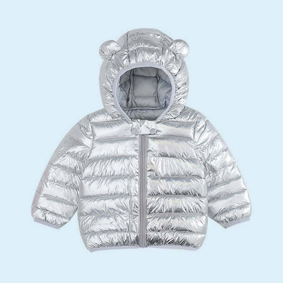Hicidod Toddler Girls Puffer Jacket Lightweight Cute Print Warm Winter Coat Hooded Zipper Water-Resistant Baby Down Jacket