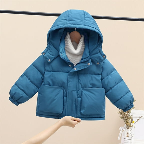 Hicidod Toddler Jacket Hooded Long Sleeve Zipper Winter Warm Snow Coats Light Fashion Solid Color Thicken Cotton Windproof Jacket