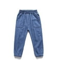 thumbnail image 1 of Hicidod Toddler Jeans Casual Elastic Waist Solid Denim Jean Full Length Comfy Cuffed Pants with Pockets for Baby Boys Girls, 1 of 4