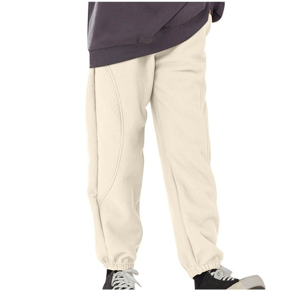 Hicidod Toddler Jogger Pants Fleece Lined Warm Athletic Sweatpants for Kids Girls Boys Solid Color Loose Fit Casual Track Pants
