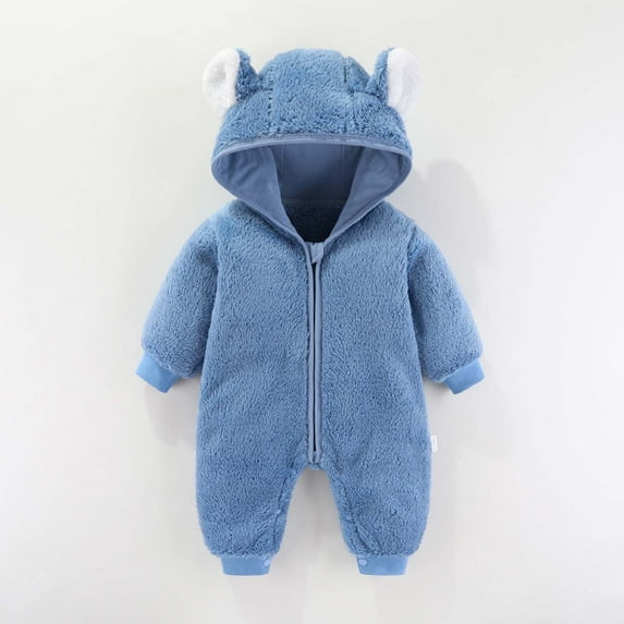 Hicidod Toddler Jumpsuit Onesie Unisex Soft Fleece Baby Romper Jumpsuit Warm Zipper Hooded Cute Infant Winter Snowsuit