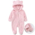 thumbnail image 1 of Hicidod Toddler Jumpsuit Romper Footie Long Sleeve Onesie Outfits Unisex Fleece Winter Bodysuits with Cartoon Bear Hoodie, 1 of 7