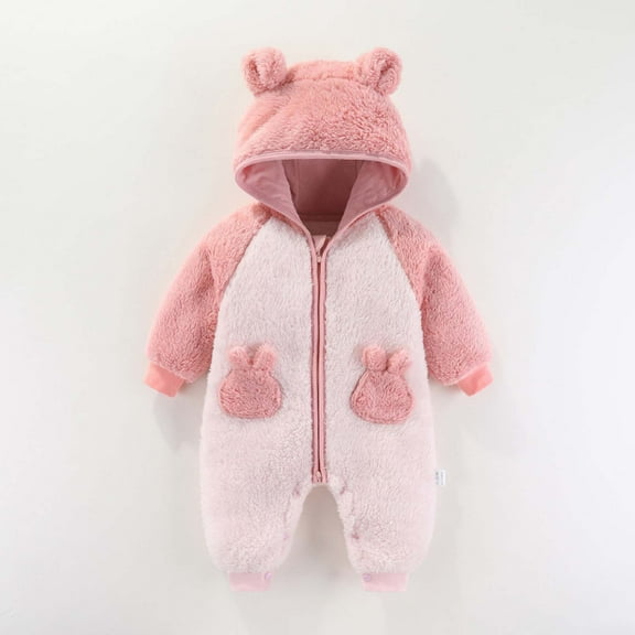 Hicidod Toddler Jumpsuit Romper Long Sleeve Hooded Baby Snowsuit Outwear Winter Padded Warm Cute Infant Onesie