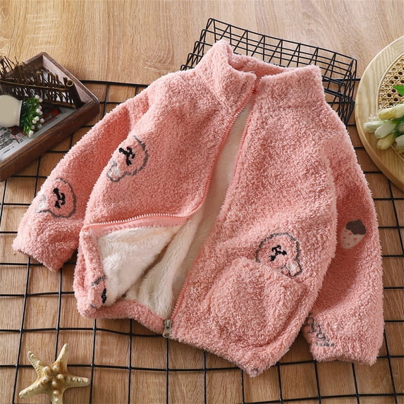 Hicidod Toddler Kids Polar Fleece Sherpa Warm Jacket Baby Boys Girls Autumn Winter Zip-Up Lightweight Long Sleeve Jackets
