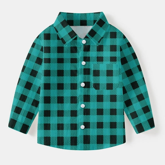 Hicidod Toddler Plaid Shirts Jacket Long Sleeve Lapel Button Down Shirt Top Casual Outwear Clothes for Baby Boys Girls