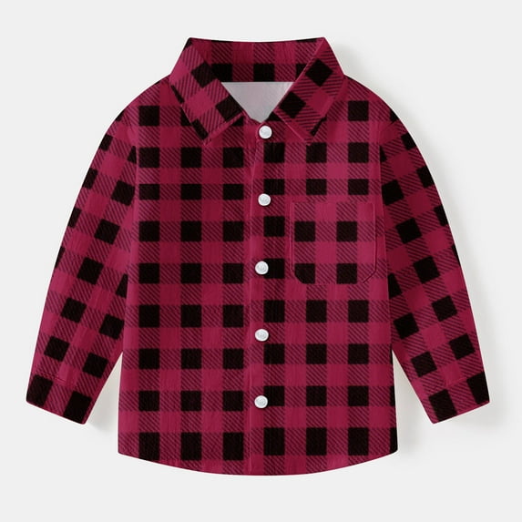 Hicidod Toddler Plaid Shirts Jacket Long Sleeve Lapel Button Down Shirt Top Casual Outwear Clothes for Baby Boys Girls
