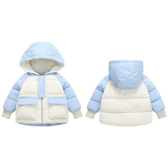 Hicidod Toddler Puffer Jackets Hooded Long Sleeve Zipper Winter Down Coats Printed Fleece Lining Thick Warm Snow Jacket