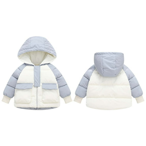 Hicidod Toddler Puffer Jackets Hooded Long Sleeve Zipper Winter Down Coats Printed Fleece Lining Thick Warm Snow Jacket