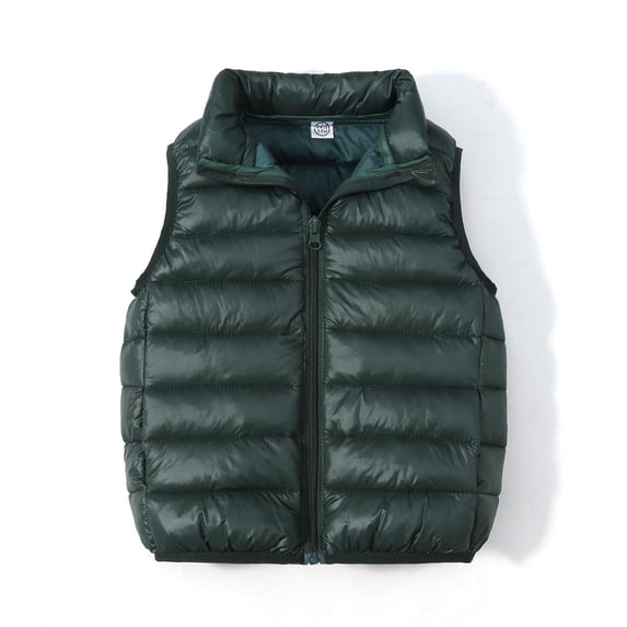 Hicidod Toddler Puffer Vest for Girls Boys Lightweight Waterproof Sleeveless Down Jackets Zip Up Solid Baby Winter Warm Down Coat Vest