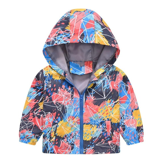 Hicidod Toddler Rain Jacket 3t Toddler Rain Jacket Boys Girls Cute Windbreaker Waterproof Print Casual Outerwear Lightweight Zip Jacket Hooded Dust Coat