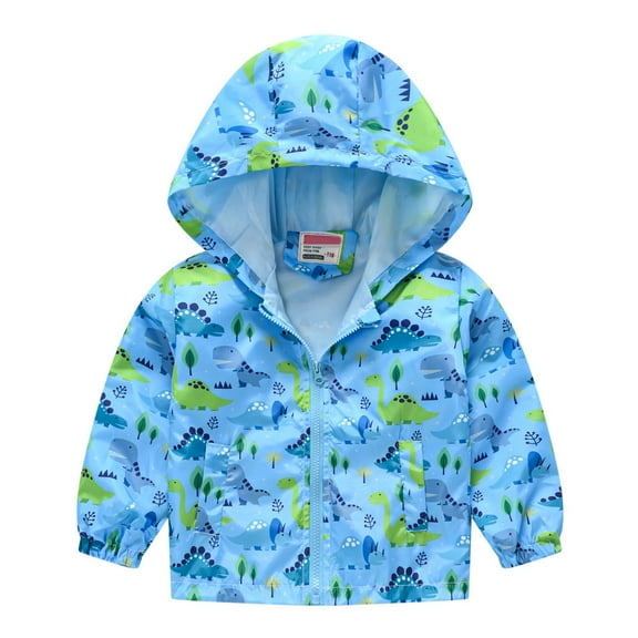 Hicidod Toddler Rain Jackets Hooded Long Sleeve Zipper Rain Coats Lightweight Thin Cute Cartoon Printed Windbreaker Coat