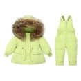 thumbnail image 1 of Hicidod Toddler Snow Suit Fashion Solid Waterproof Snow Pant And Hooded Jacket Bib Winter Warm Thicken Ski Snow Suit for Kids, 1 of 2