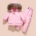 thumbnail image 1 of Hicidod Toddler Snow Suit Hooded Windproof Fashion Solid Toddler Snowsuit Thicken Winter Puffy Ski Snow Pant And Jacket Bib Set, 1 of 3