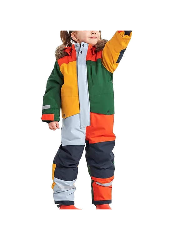 Toddler Snow Suit Jumpsuits Waterproof Windproof One Piece Ski Suits Winter Warm Outdoor Snowsuits for Kids Boys Girls