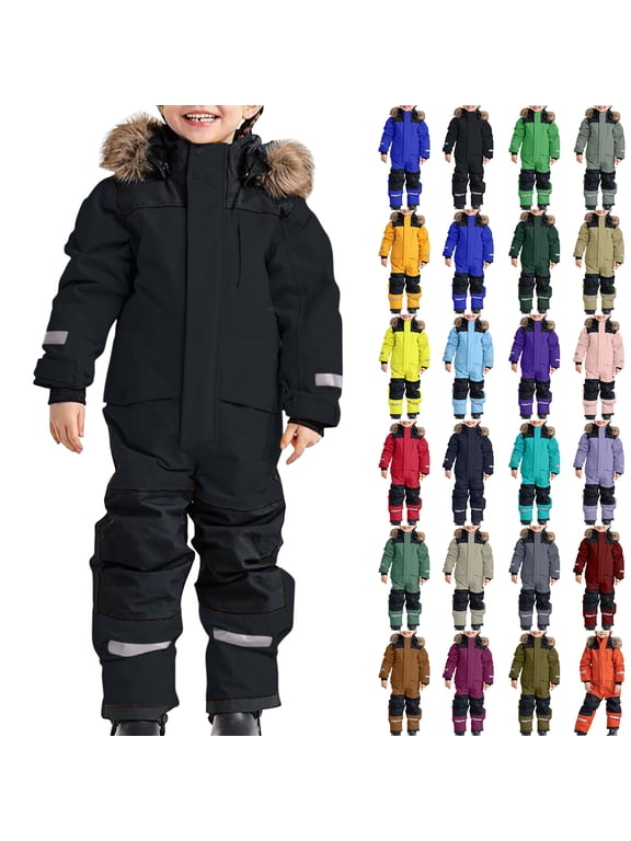 Snow Suit for Kids Unisex One Piece Snowboard Suit Ski Jumpsuits Coveralls Waterproof Windproof Winter Warm Snowsuit