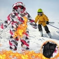 thumbnail image 1 of Hicidod Kids Girls Boys Ski Suit One Piece Hooded Snowboard Snowsuit Jumpsuits Coveralls Trendy Printed Waterproof Windproof Snow Suit, 1 of 7