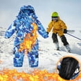 thumbnail image 1 of Hicidod Kids Girls Boys Ski Suit One Piece Hooded Snowboard Snowsuit Jumpsuits Coveralls Trendy Printed Waterproof Windproof Snow Suit, 1 of 7
