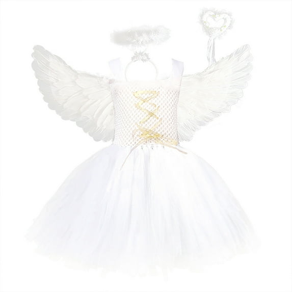 Hicidod Toddler Tutu Dress Flower Girl Dresses Casual Party Tulle Sundress Angel Cosplay Stage Performance Masquerade Ball Gowns Sale