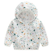 Hicidod Toddler Windbreaker Jacket Hoode Long Sleeve Zipper Thin Rain Coat Cute Cartoon Printed Lightweight Spring Fall Windproof Outwear