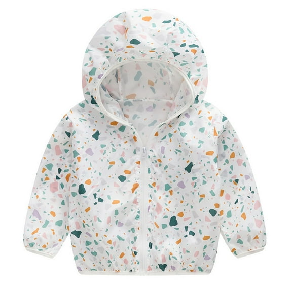 Hicidod Toddler Windbreaker Jacket Hoode Long Sleeve Zipper Thin Rain Coat Cute Cartoon Printed Lightweight Spring Fall Windproof Outwear