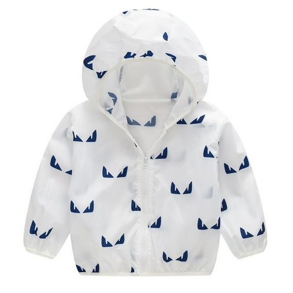 Hicidod Toddler Windbreaker Jacket Hoode Long Sleeve Zipper Thin Rain Coat Cute Cartoon Printed Lightweight Spring Fall Windproof Outwear