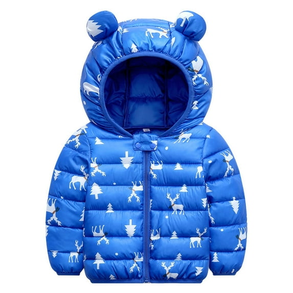 Hicidod Toddler Winter Coats Cute Bear Ears Hooded Zipper Baby Down Jacket Cartoon Print Light Puffy Puffer Outwear