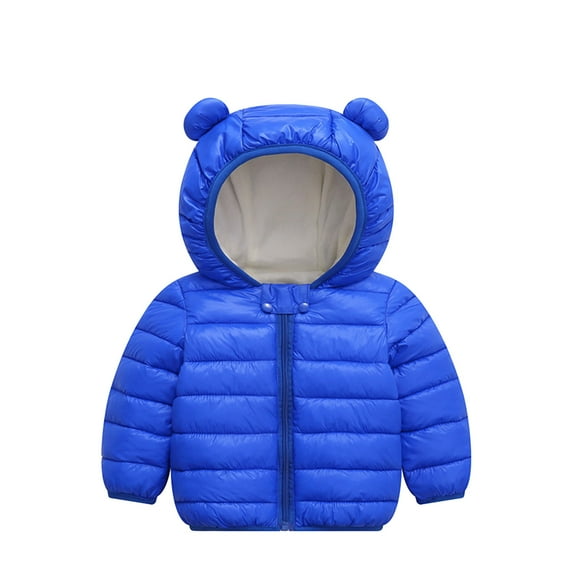 Hicidod Toddler Winter Coats Cute Bear Ears Hooded Zipper Infant Down Jacket Light Puffy Solid Color Warm Puffer Coat