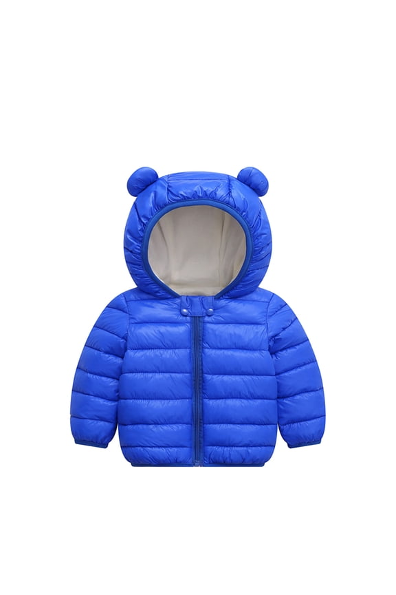 Toddler Winter Coats Cute Bear Ears Hooded Zipper Infant Down Jacket Light Puffy Solid Color Warm Puffer Coat Clearance Prime