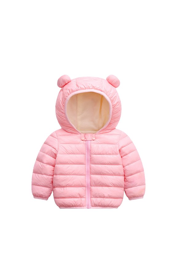 Toddler Winter Coats Cute Bear Ears Hooded Zipper Infant Down Jacket Light Puffy Solid Color Warm Puffer Coat