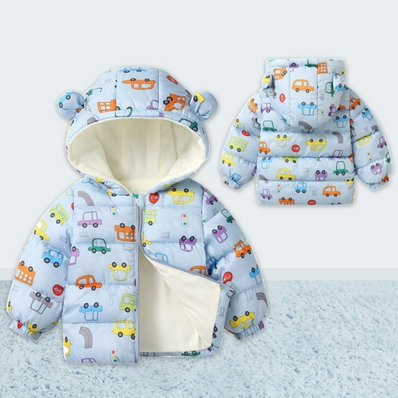 Hicidod Toddler Winter Coats Hooded Infants Fleece Lined Jackets Warm Thicken Puffer Jacket Cute Bear Ears Down Coats for Baby Girls Boys