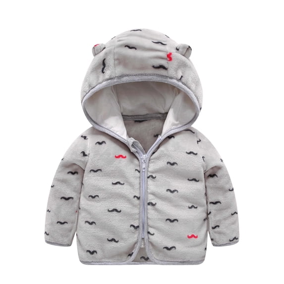 Hicidod Toddler Winter Coats Unisex Kids Fleece Jacket With Hood Cute Ear Zipper Solid Thick Hooded Coat Warm Outwear