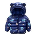 thumbnail image 1 of Hicidod Toddler Winter Hat Toddler Winter Jacket Baby Girls Boys Warm Thick Quilted Down Coats Cute Bear Ear Hooded Padded Puffer Jackets Outwear, 1 of 3