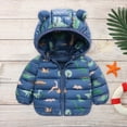 thumbnail image 1 of Hicidod Toddler Winter Jacket Bear Ears Zipper Warm Down Coat Fashion Cute Dinosaur Pattern Windproof Thicken Puffy Puffer Jackets, 1 of 5