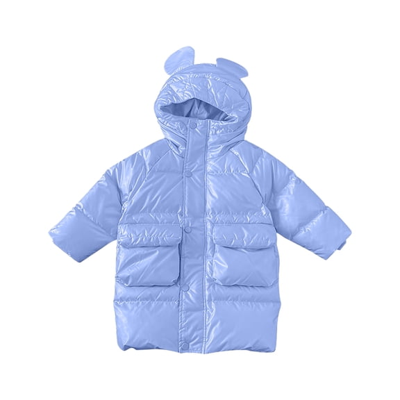 Hicidod Toddler Winter Jacket Long Light Thick Down Jacket Water-Resistant Windproof Fashion Solid Zipper Warm Cotton Girls Boys Jackets