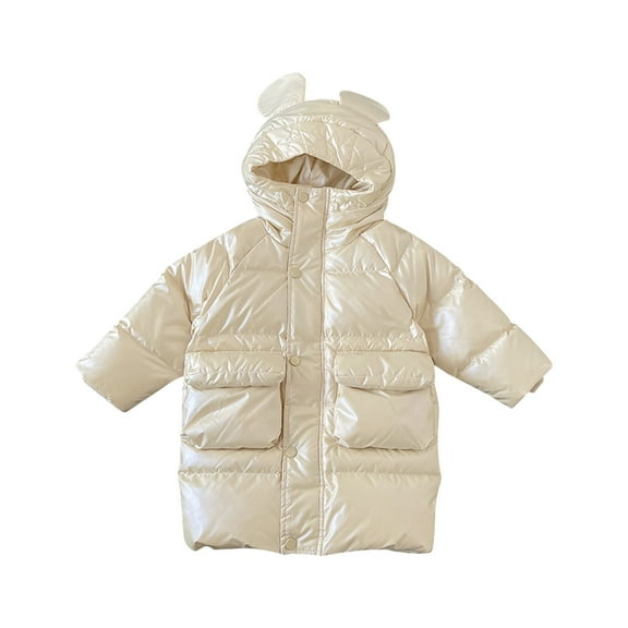 Hicidod Toddler Winter Jacket Long Light Thick Down Jacket Water-Resistant Windproof Fashion Solid Zipper Warm Cotton Girls Boys Jackets