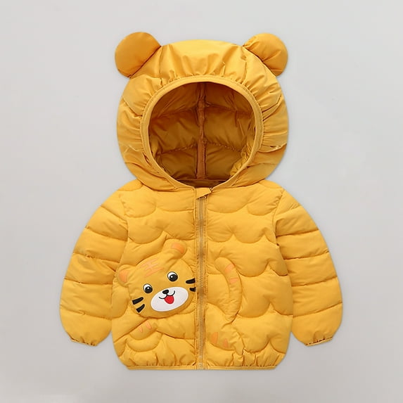Hicidod Toddler Winter Jacket Padded Warm Down Coat Hoods Warm Windproof Cute Lightweight Packable Baby Puffer Jacket