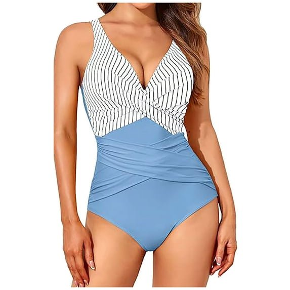Hicidod Tummy Control Swimsuits for Women Ruched Push Up One Piece Bathing Suit Tie Back Slimming Printed Trendy Swimwear