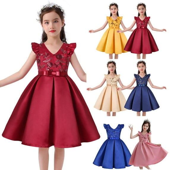 Hicidod Wedding Dresses For Toddler Girls Special Occasion Dress Princess Dresses Flying Sleeve Birthday Party Formal Dresses