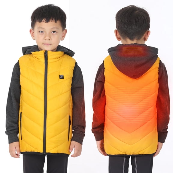 Hicidod Winter Heated Vest for Kids Windproof Lightweight Sleeveless Puffer Jacket Usb Rechargeable Heating Warm Waistcoat