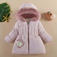 thumbnail image 1 of Hicidod Winter Jacket for Girls Fur Trim Hooded Windproof Outwear Fashion Solid Color Padded Thicken Cotton Warm Jackets, 1 of 4