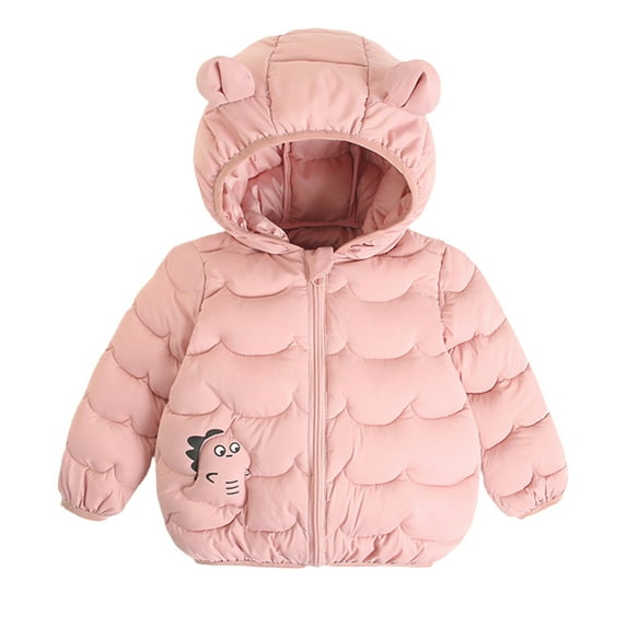 Hicidod Winter Jacket for Girls Lightweight Puffer Thicken Down Coat Bear Hoods Solid Color Toddler Warm Boys Outerwear