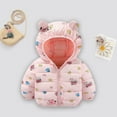 thumbnail image 1 of Hicidod Winter Jackets For Girls Cute Hooded Long Sleeve Down Coats Lightweight Warm Puffer Padded Jacket Toddler Outerwear, 1 of 7