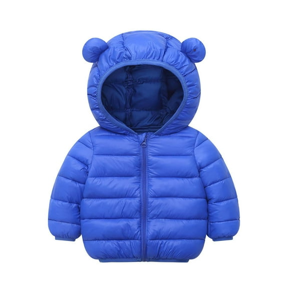 Hicidod Winter Jackets for Baby Cute Bear Hoods Zipper Warm Down Jacket Fashion Solid Color Light Puffer Padded Outwear
