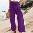 thumbnail image 1 of Hicidod Women Summer Pants with Pockets High Waisted Cotton Linen Palazzo Pant Loose Fit Wide Leg Long Lounge Solid Trendy Trousers, 1 of 6