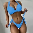 thumbnail image 1 of Hicidod Women's Bikini Set Lightweight Halter Push Up Bikini Top Tie Side Bottom Triangle Bikini Fashion Solid Beach Bathing Suits, 1 of 6